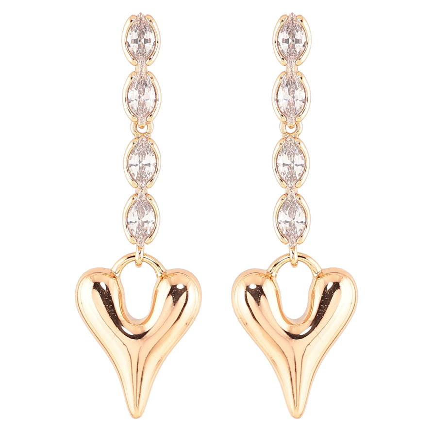 Сережки Xuping Позолота 18K пусети «Підвіски з цирконієм і сердечками» фото №1 Сережки Xuping Позолота 18K пусети «Підвіски з цирконієм і сердечками» фото №1