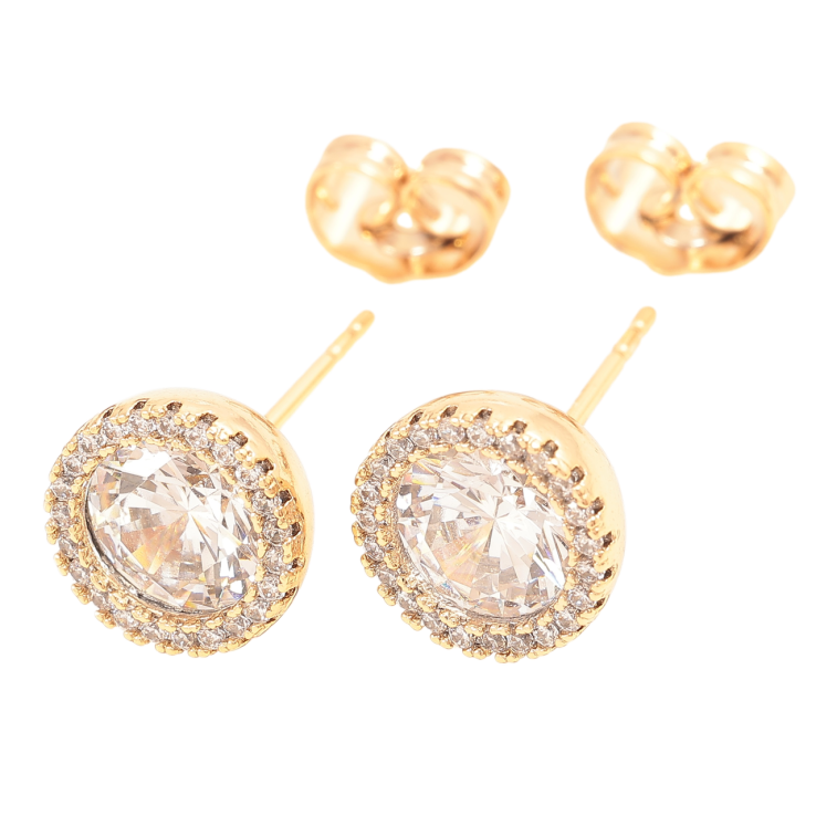 Сережки Xuping Позолота 18K пусети «Фіаніти в обрамленні цирконію» ø 10мм фото №13