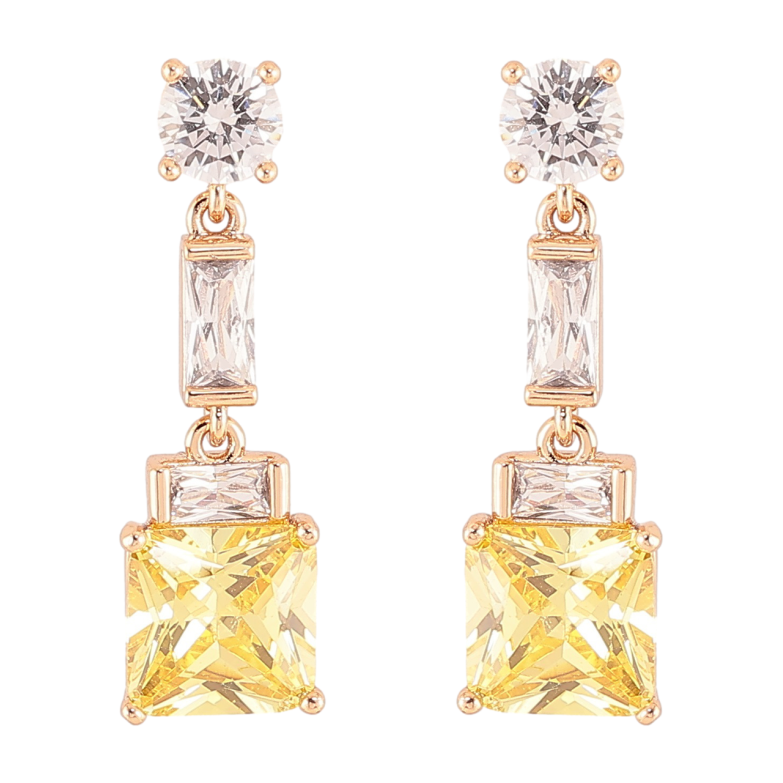 Сережки Xuping Позолота 18K пусети «Кришталеві підвіски з жовтими фіанітами» фото №1 Сережки Xuping Позолота 18K пусети «Кришталеві підвіски з жовтими фіанітами» фото №1