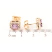 Серьги Xuping Позолота 18K пусеты Сиреневые фианиты в обрамлении циркония 7х9мм фото №2