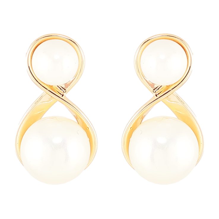 Сережки Xuping Позолота 18K пусети «Вісімки з перлинами» фото №12