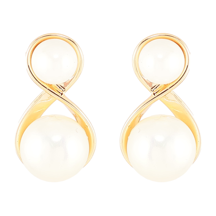 Сережки Xuping Позолота 18K пусети «Вісімки з перлинами» фото №1 Сережки Xuping Позолота 18K пусети «Вісімки з перлинами» фото №1