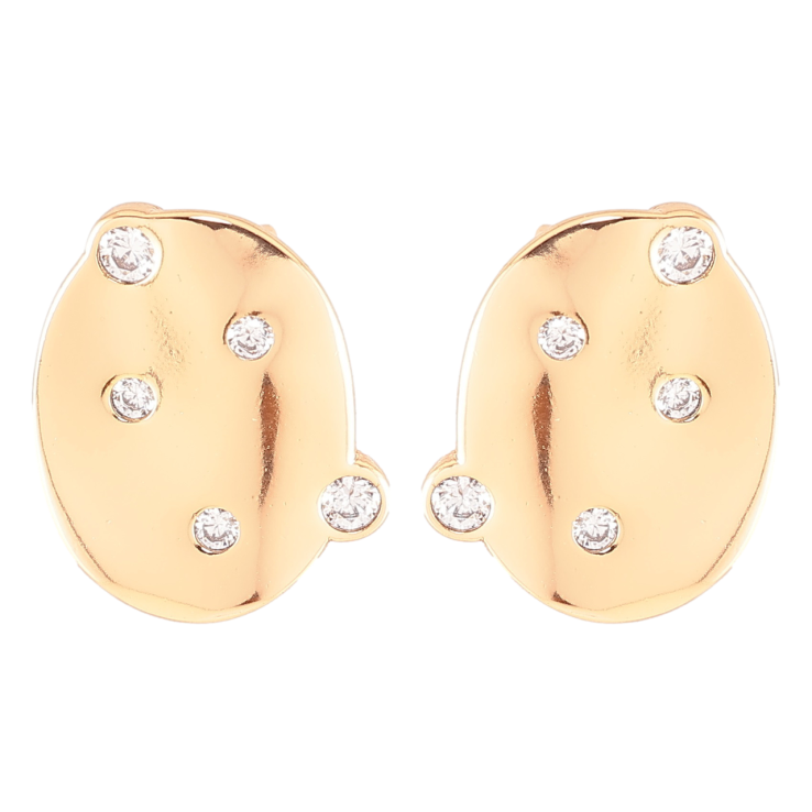 Сережки Xuping Позолота 18K пусети «Овали з розсипом цирконію» фото №4