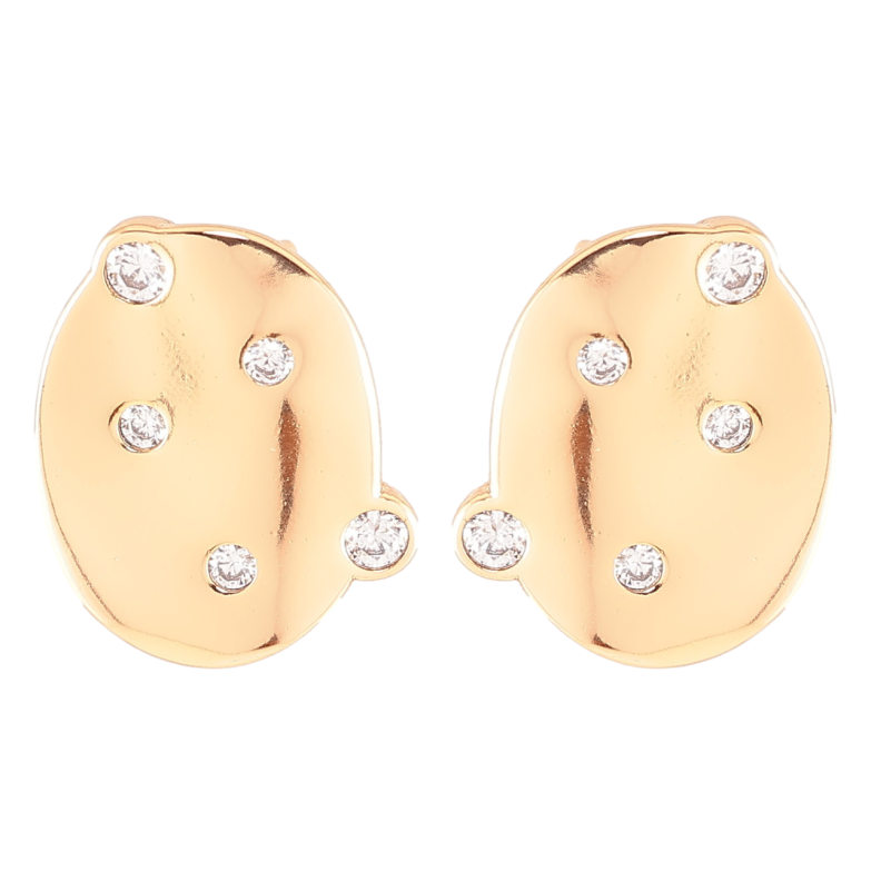 Сережки Xuping Позолота 18K пусети «Овали з розсипом цирконію» фото №1