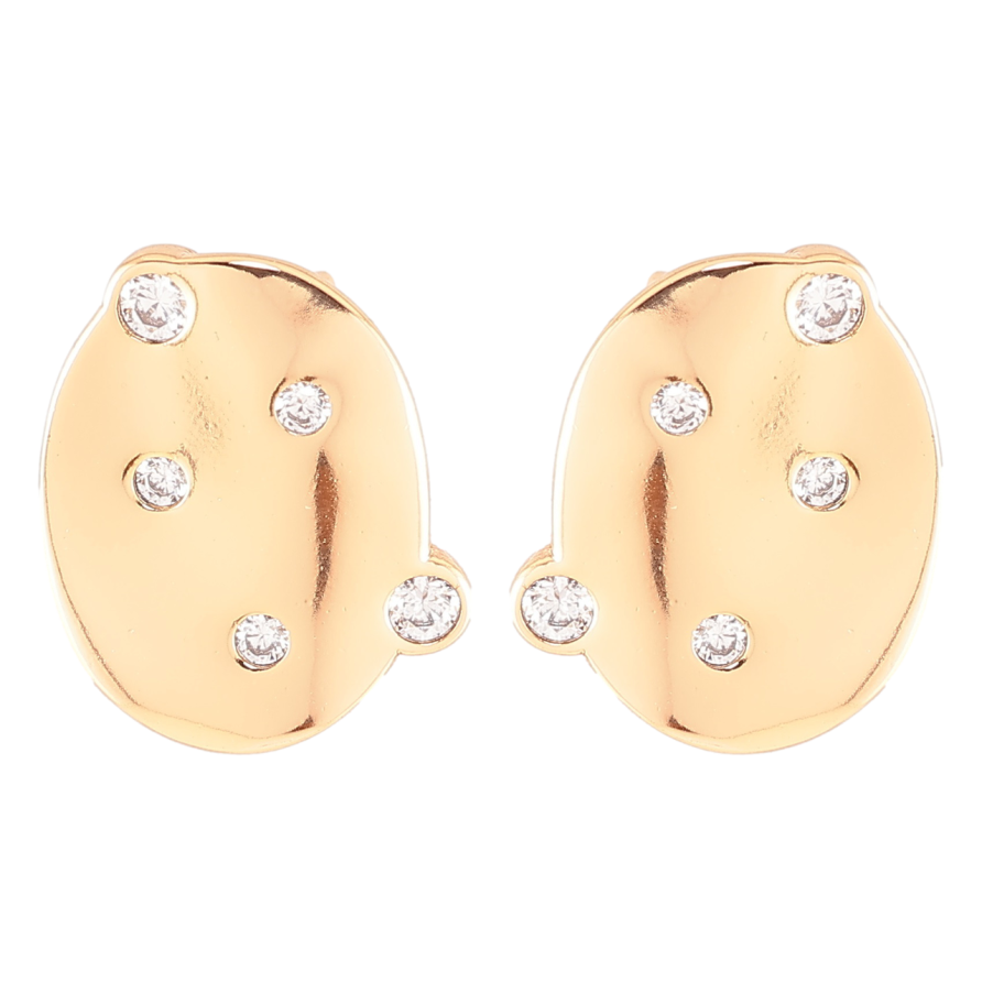 Сережки Xuping Позолота 18K пусети «Овали з розсипом цирконію» фото №1