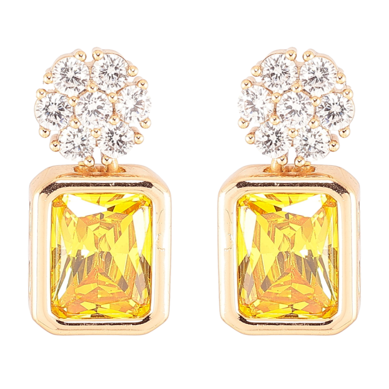 Сережки Xuping Позолота 18K пусети «Кришталеві квіточки з жовтими фіанітами» фото №1 Сережки Xuping Позолота 18K пусети «Кришталеві квіточки з жовтими фіанітами» фото №1