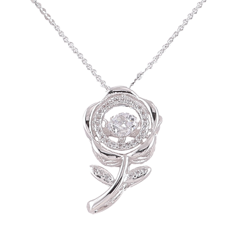 Кулон на ланцюжку Xuping Родій «Квітка з “Танцюючим кристалом” довжина 41-46см х 1мм фото №1