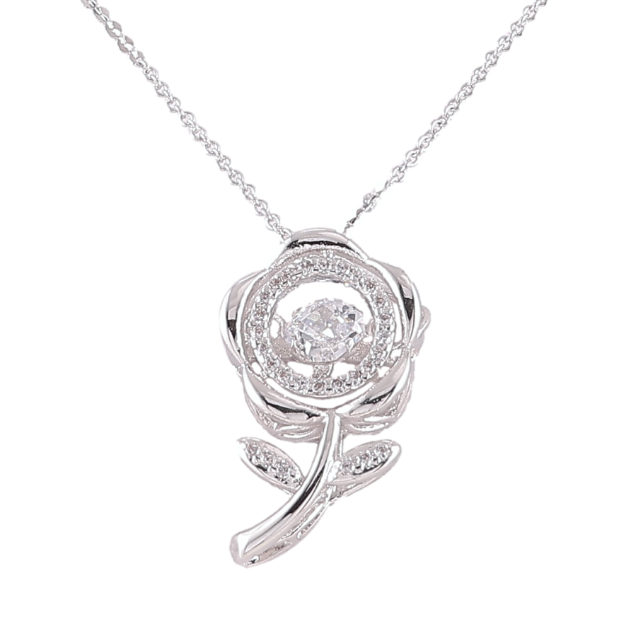 Кулон на ланцюжку Xuping Родій «Квітка з “Танцюючим кристалом” довжина 41-46см х 1мм фото №1