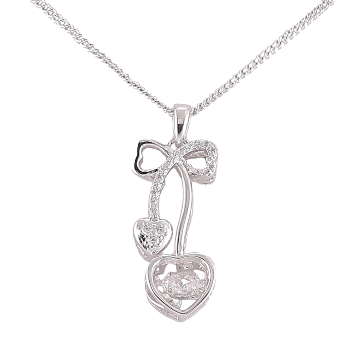 Кулон на ланцюжку Xuping Родій «Бант із сердечками та «Танцюючим кристалом» довжина 41-46см х 1мм фото №14