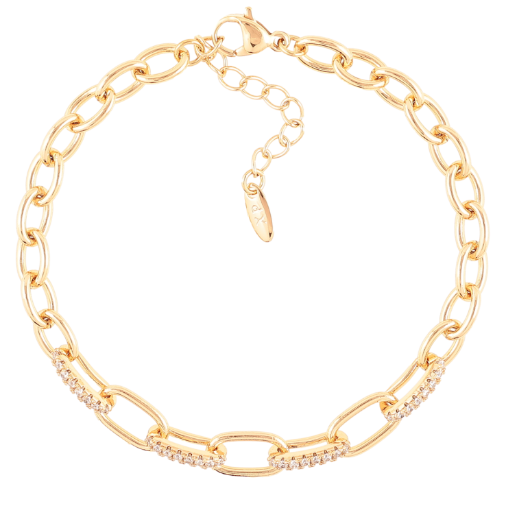 Браслет Xuping Позолота 18K Цепочка Якорная с цирконием размер с доп.цепочкой 17-20.5см х 5мм фото №11