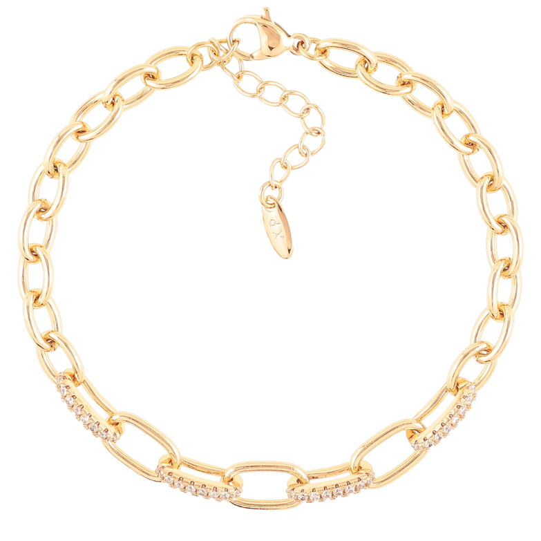 Браслет Xuping Позолота 18K Цепочка Якорная с цирконием размер с доп.цепочкой 17-20.5см х 5мм фото №1