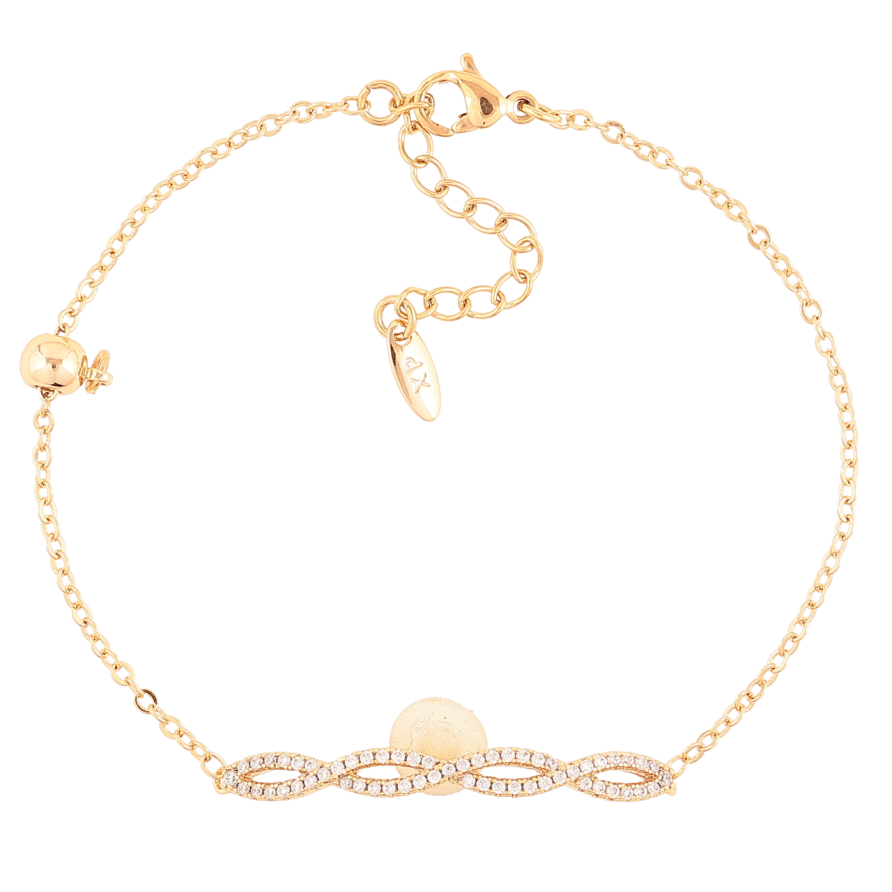 Браслет Xuping Позолота 18K Цепочка с дек-ной вставкой размер с доп.цепочкой и бегунок 12(18)-21см х 1.5мм фото №1