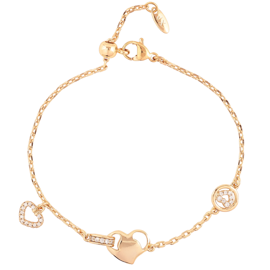 Браслет Xuping Позолота 18K Цепочка с сердечками размер с бегунком 12-19см х 2мм фото №1