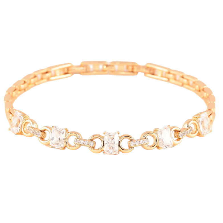 Браслет Xuping Позолота 18K Узор с фианитами размер с доп.замком 17,19см х 4мм фото №1