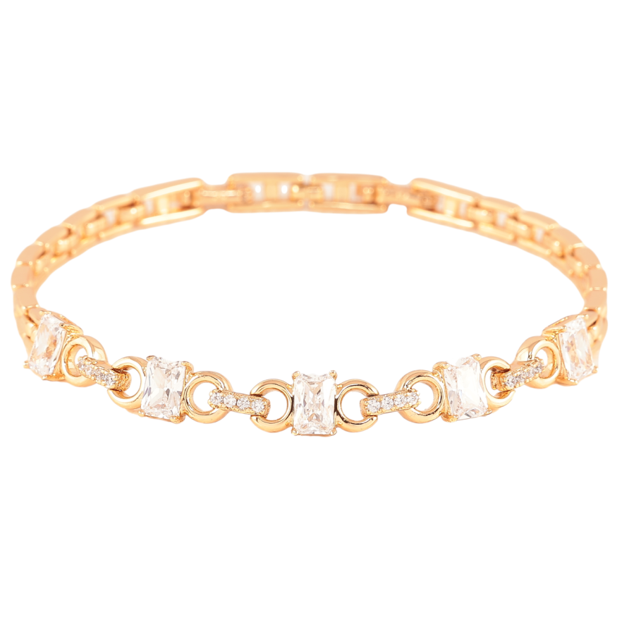 Браслет Xuping Позолота 18K Узор с фианитами размер с доп.замком 17,19см х 4мм фото №1