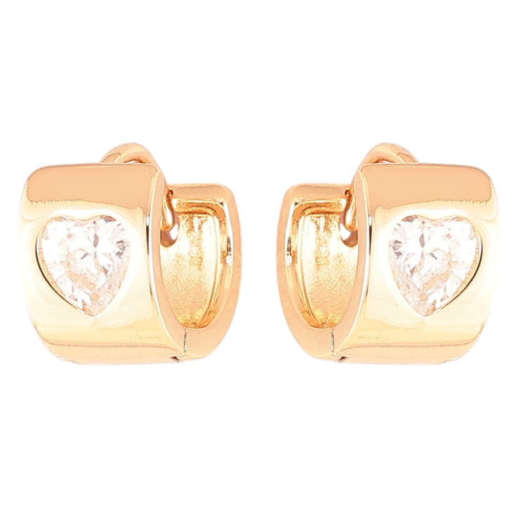 Серьги Xuping Позолота 18K колечки Кристальные сердечки фото №5
