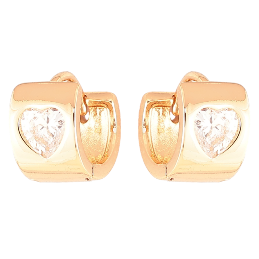 Серьги Xuping Позолота 18K колечки Кристальные сердечки фото №1