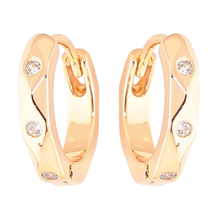 Серьги Xuping Позолота 18K колечки Узор с вставками цирконием фото №5 Серьги Xuping Позолота 18K колечки Узор с вставками цирконием фото №5