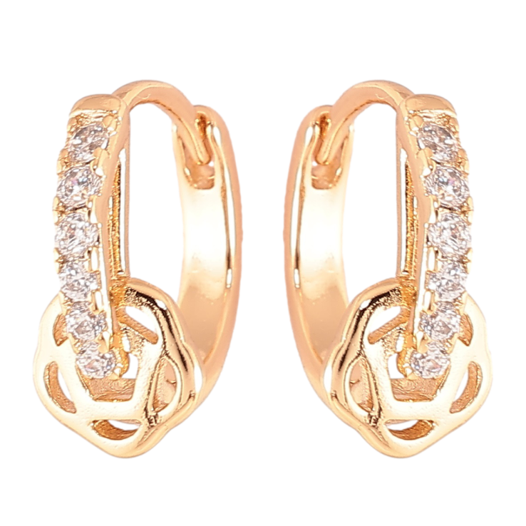 Серьги Xuping Позолота 18K колечки Дорожка циркония с цветочком фото №23 Серьги Xuping Позолота 18K колечки Дорожка циркония с цветочком фото №23