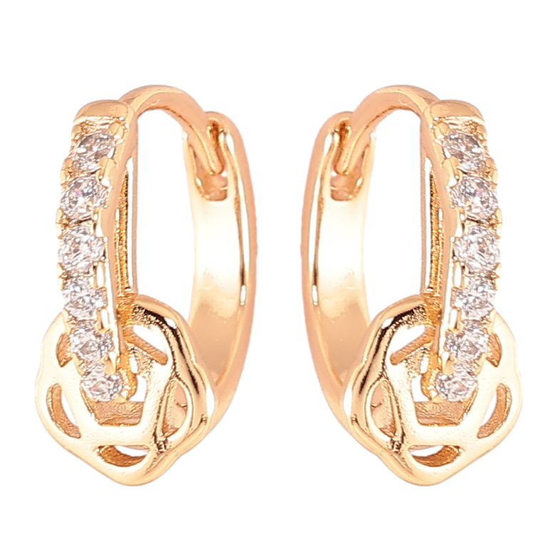 Сережки Xuping Позолота 18K колечка «Доріжка цирконію з квіточкою» фото №2 Сережки Xuping Позолота 18K колечка «Доріжка цирконію з квіточкою» фото №2