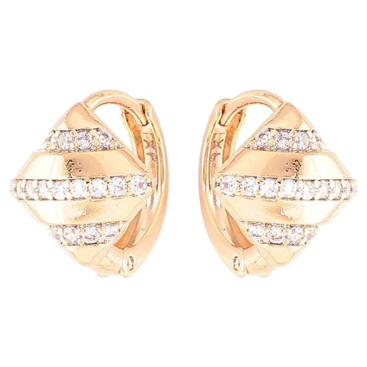 Серьги Xuping Позолота 18K колечки Ромбы с дорожками циркония фото №21