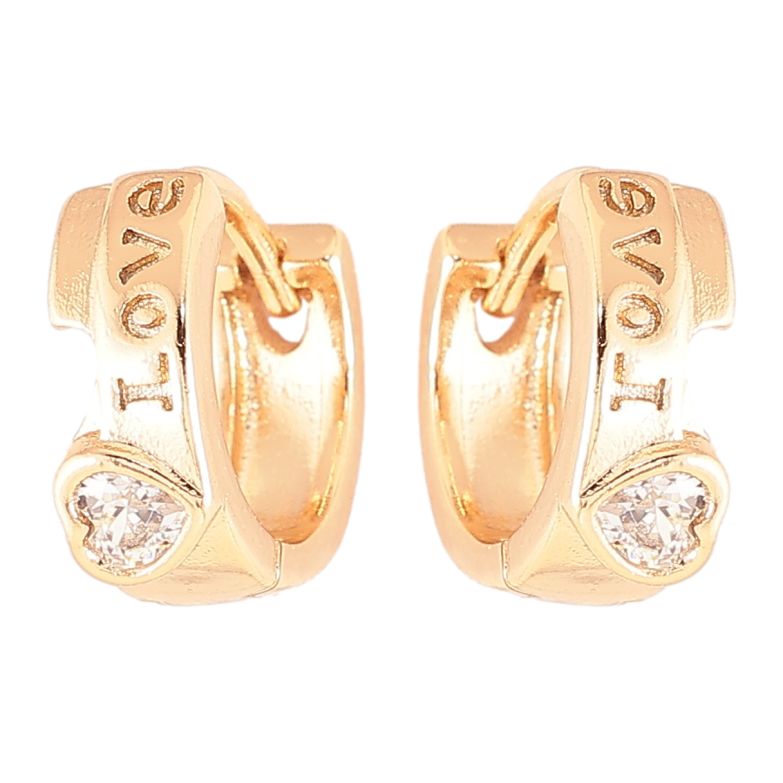 Серьги Xuping Позолота 18K колечки Love с кристальными сердечками фото №1 Серьги Xuping Позолота 18K колечки Love с кристальными сердечками фото №1