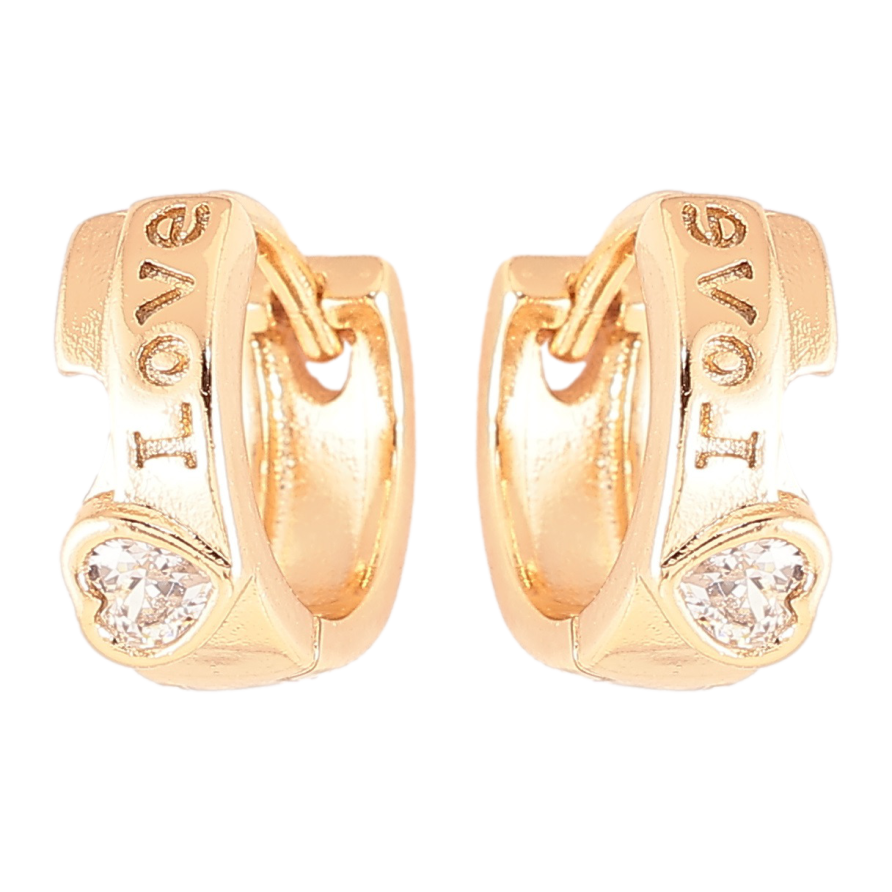 Сережки Xuping Позолота 18K колечка «Love з кришталевими сердечками» фото №1 Сережки Xuping Позолота 18K колечка «Love з кришталевими сердечками» фото №1