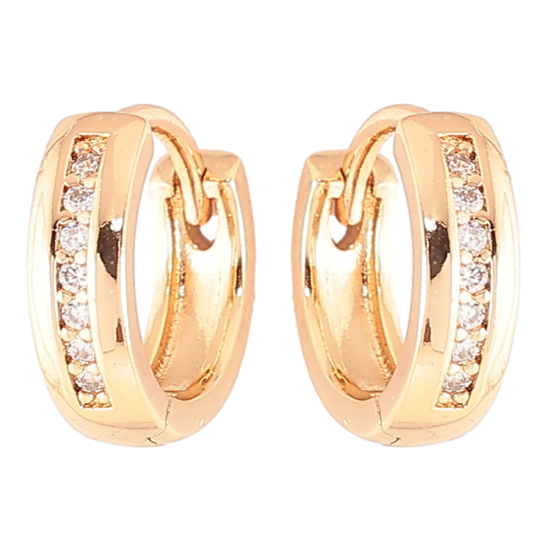 Сережки Xuping Позолота 18K колечка «Доріжки цирконію» фото №1 Сережки Xuping Позолота 18K колечка «Доріжки цирконію» фото №1