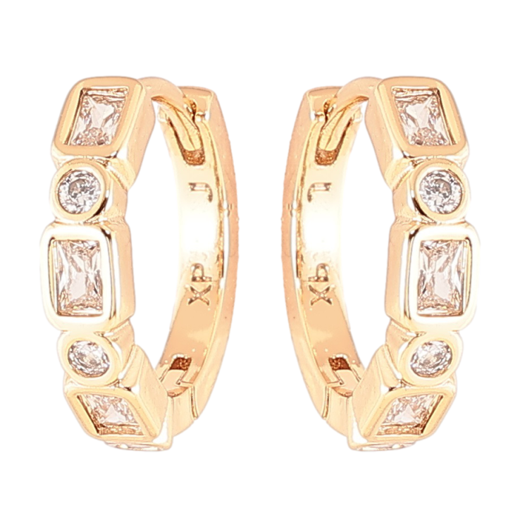 Серьги Xuping Позолота 18K колечки Дорожки циркония фото №18