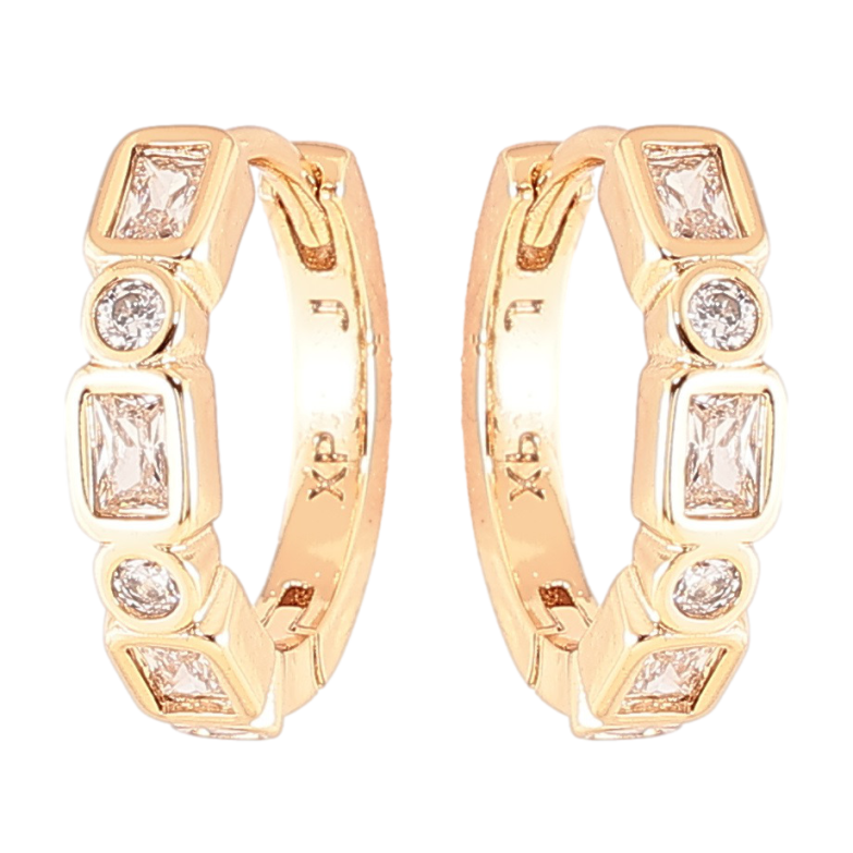 Серьги Xuping Позолота 18K колечки Дорожки циркония фото №1