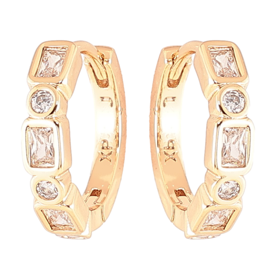 Серьги Xuping Позолота 18K колечки Дорожки циркония фото №1