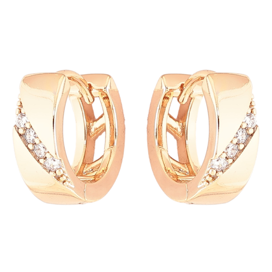 Сережки Xuping Позолота 18K колечка «Візерунок з доріжками цирконію» фото №1