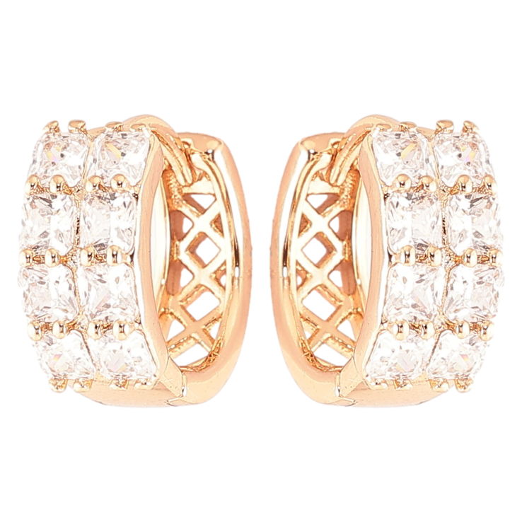 Серьги Xuping Позолота 18K колечки Инкрустация цирконием фото №9