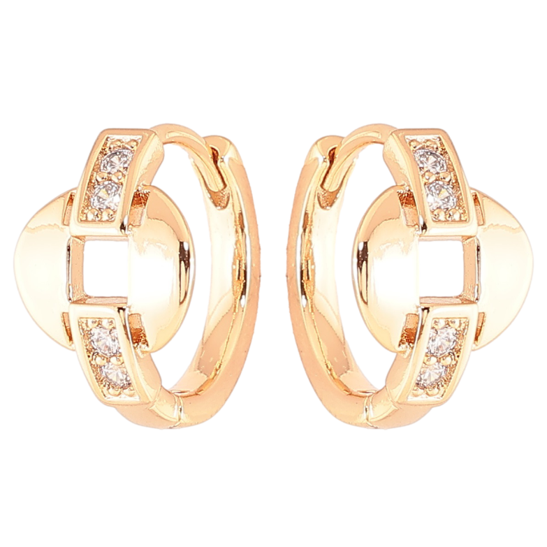 Серьги Xuping Позолота 18K колечки Узор с цирконием фото №1 Серьги Xuping Позолота 18K колечки Узор с цирконием фото №1