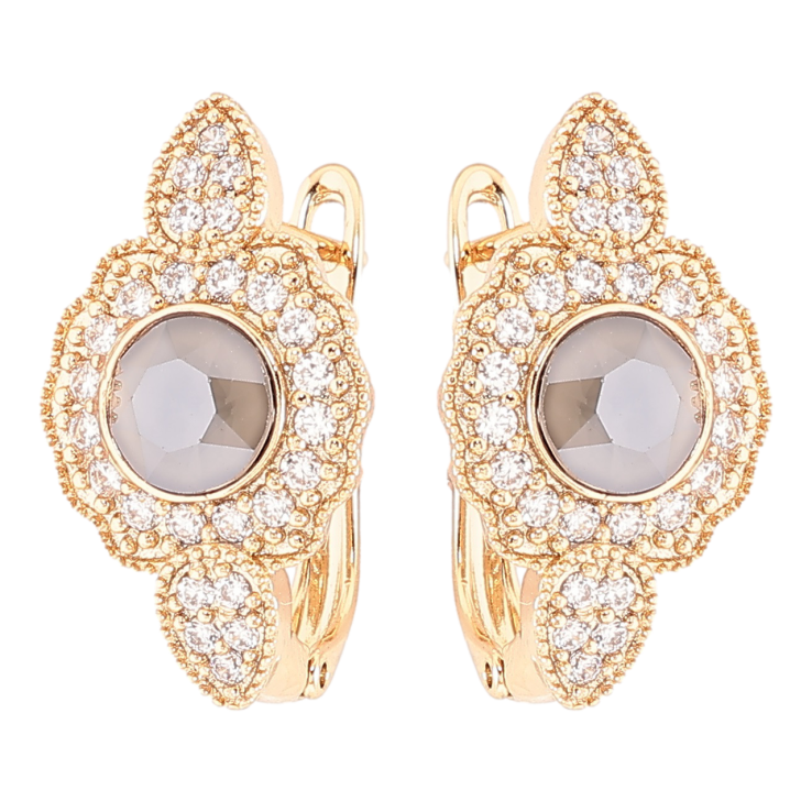 Сережки Xuping колір 18K з кристалами Swarovski англійський замок «Powder Grey з інкрустацією кристалами» фото №3