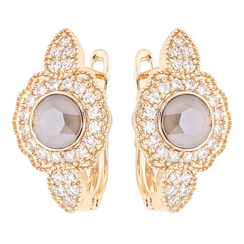 Серьги Xuping цвет 18K с кристаллами Swarovski английский замок Powder Grey с инкрустацией кристаллами фото №1