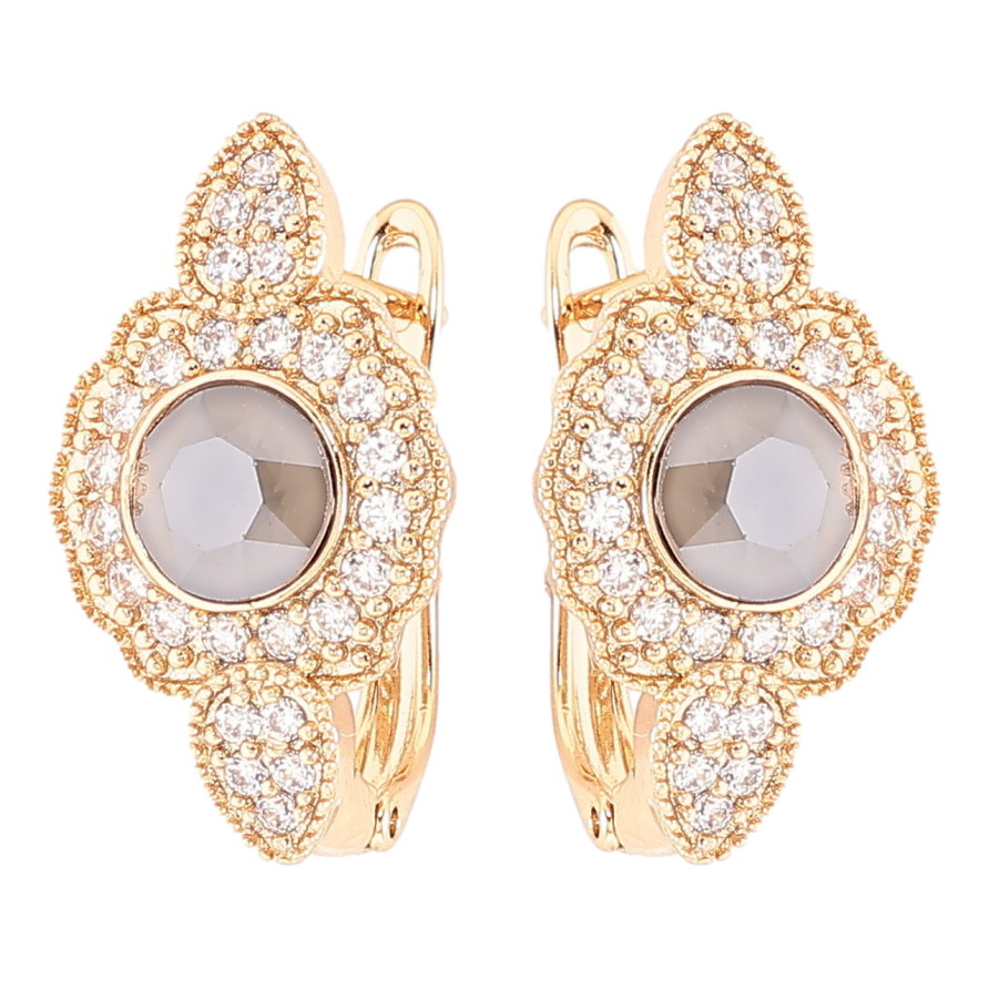 Сережки Xuping колір 18K з кристалами Swarovski англійський замок «Powder Grey з інкрустацією кристалами» фото №1