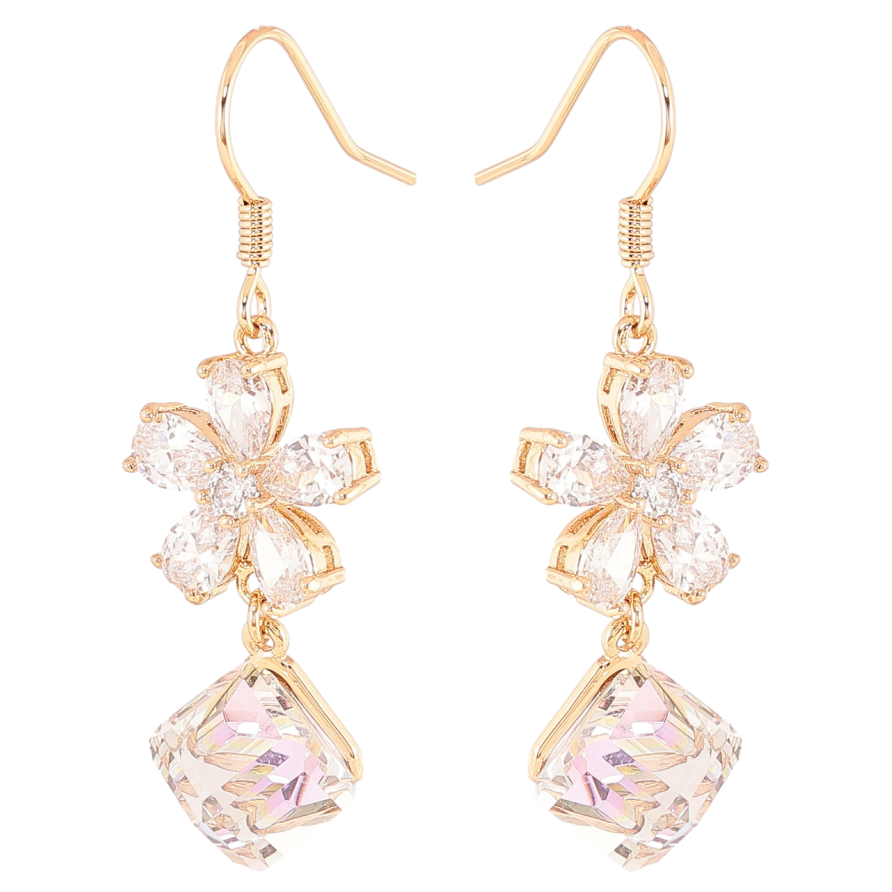 Сережки Xuping колір 18K з кристалами Swarovski французький замок «Кришталева квітка з кубом Paradise» фото №1