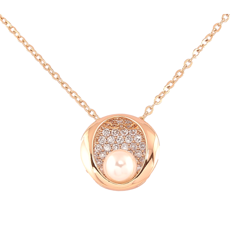 Кулон на ланцюжку Xuping Позолота 18K «Інкрустація цирконієм з перлиною» довжина 45-50см х 1.5мм фото №3