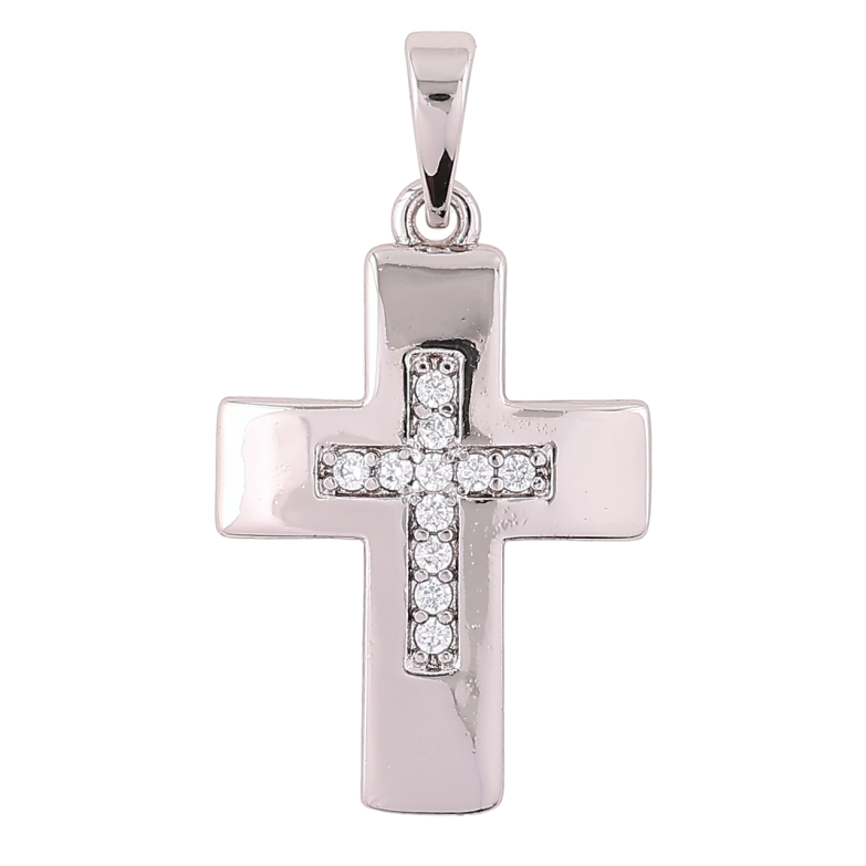 Кулон Xuping Родій «Хрест з цирконієм» для ланцюжка до 6мм фото №1