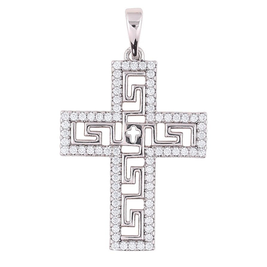 Кулон Xuping Родий Крест с цирконием для цепочки до 6мм фото №1