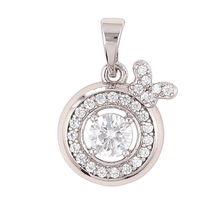 Кулон Xuping Родій «Колечко цирконію з метеликом» для ланцюжка до 5мм фото №6