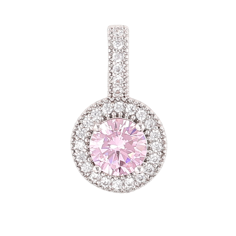 Кулон Xuping Родій «Рожевий фіаніт в обрамленні цирконію» для ланцюжка до 4мм фото №7