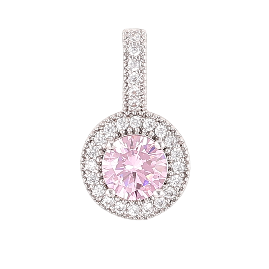 Кулон Xuping Родий Розовый фианит в обрамлении циркония для цепочки до 4мм фото №1