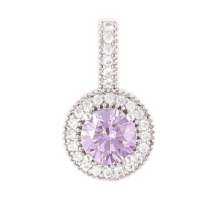 Кулон Xuping Родий Сиреневый фианит в обрамлении циркония для цепочки до 4мм фото №8
