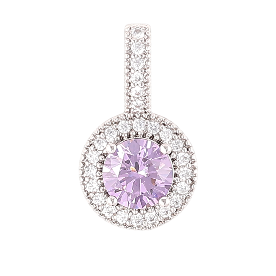 Кулон Xuping Родий Сиреневый фианит в обрамлении циркония для цепочки до 4мм фото №1