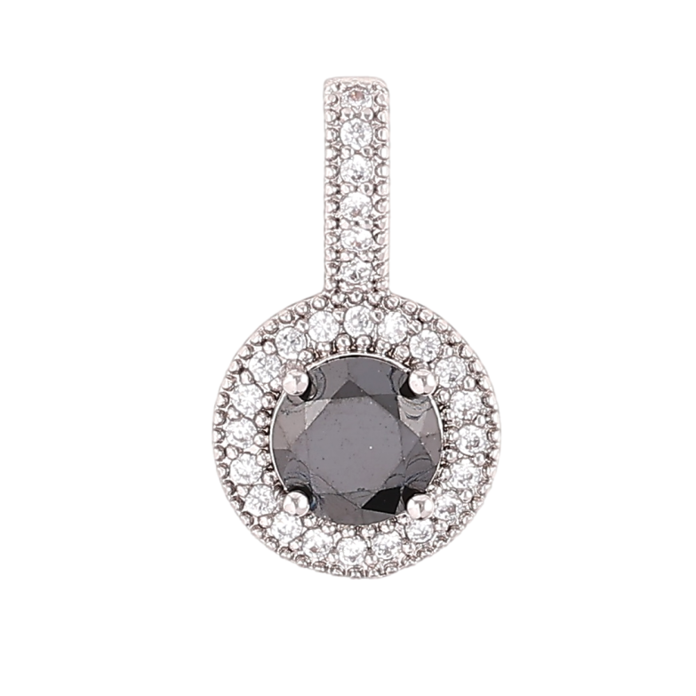 Кулон Xuping Родій «Чорний фіаніт в обрамленні цирконію» для ланцюжка до 4мм фото №1