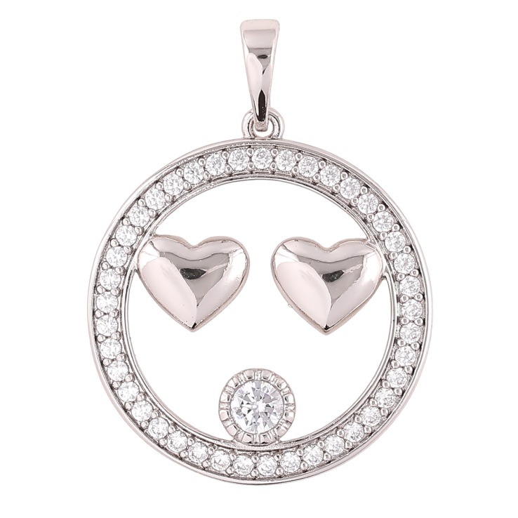 Кулон Xuping Родій «Колечко цирконію з сердечками» для ланцюжка до 6мм фото №5