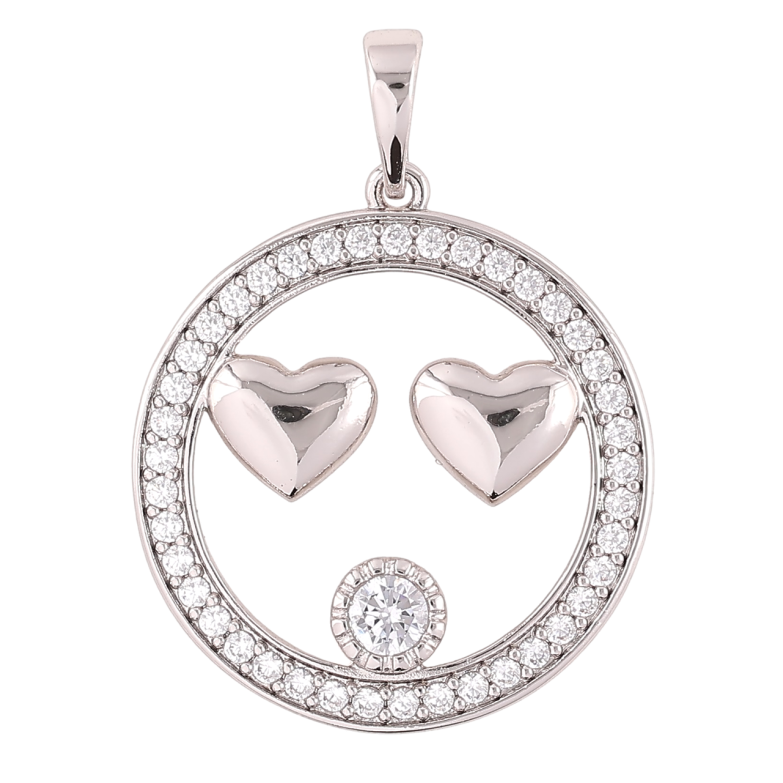 Кулон Xuping Родий Колечко циркония с сердечками для цепочки до 6мм фото №1