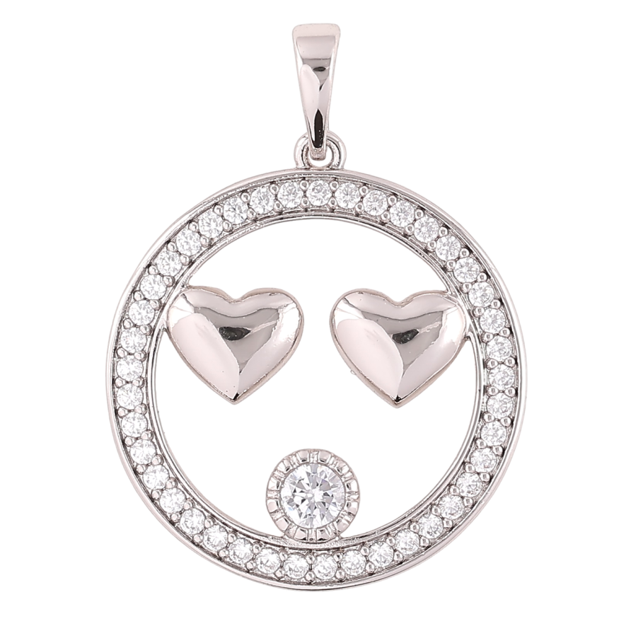 Кулон Xuping Родій «Колечко цирконію з сердечками» для ланцюжка до 6мм фото №1